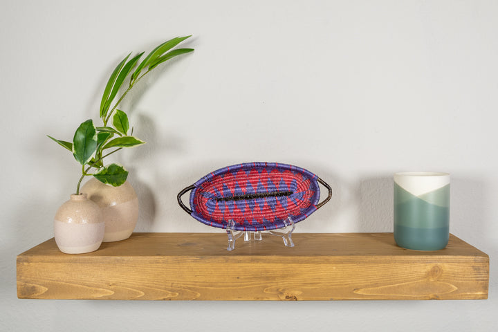 Red and Purple Basket Plate with Handles