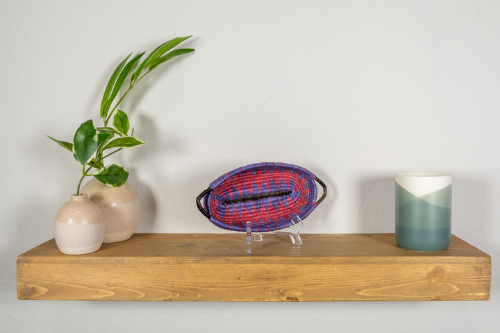 Red and Purple Basket Plate with Handles
