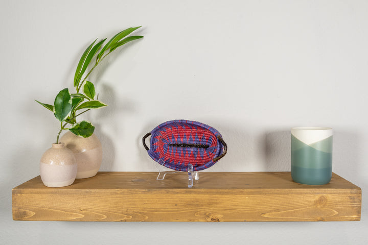 Red and Purple Basket Plate with Handles