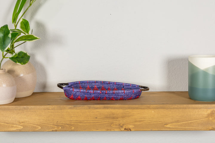 Red and Purple Basket Plate with Handles