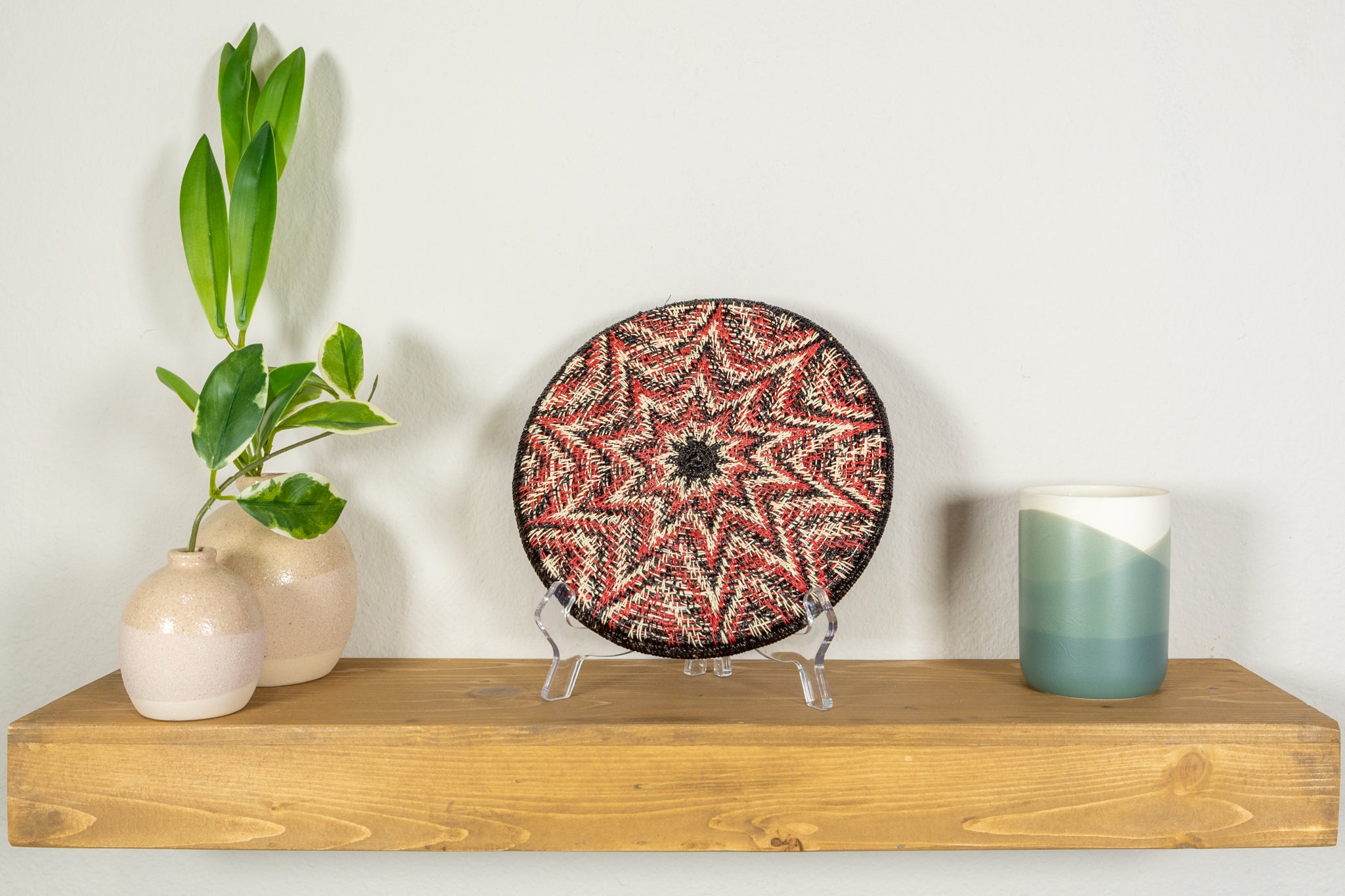 Galaxy Red Black And White Bursting Star Basket Plate