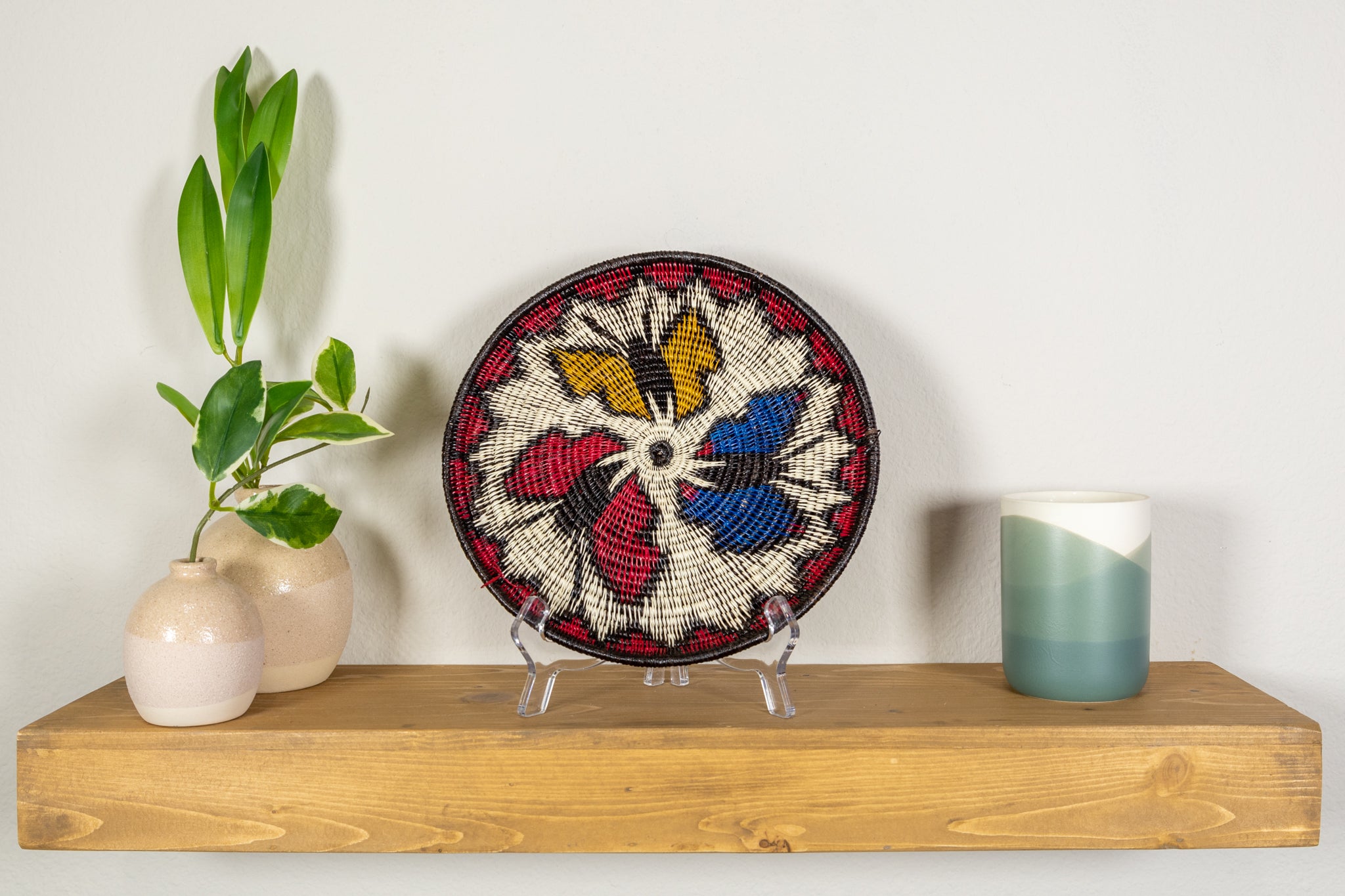 Red Blue And Gold Butterfly Basket Plate