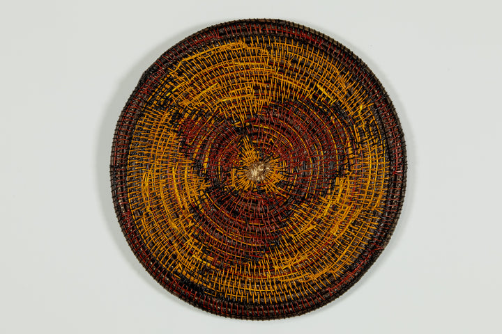 Red and Black Floral Flower Basket Plate