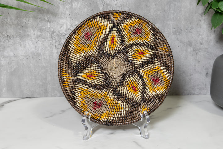 Stunning Yellow and Red Floral Flower Basket Plate
