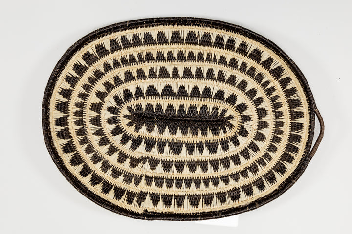 Black and White Oval-Shaped Basket Plate