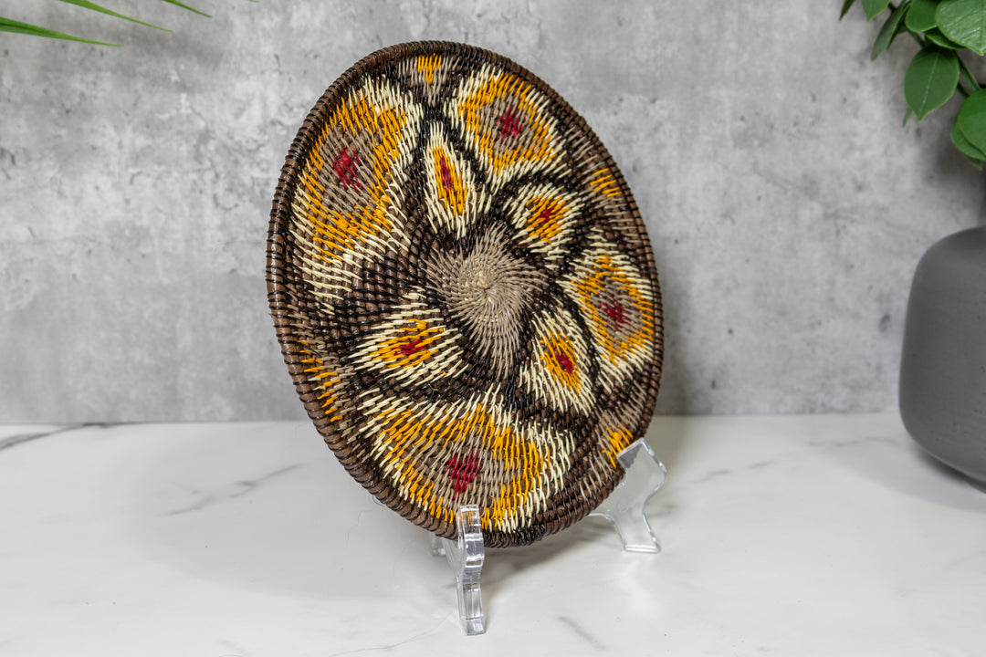 Stunning Yellow and Red Floral Flower Basket Plate