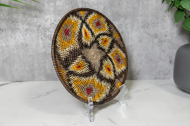 Stunning Yellow and Red Floral Flower Basket Plate