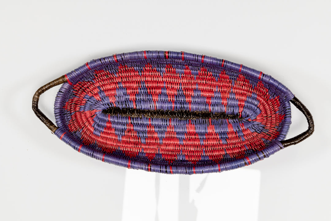 Red and Purple Basket Plate with Handles