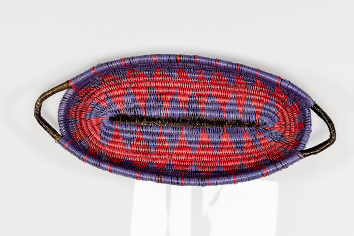 Red and Purple Basket Plate with Handles
