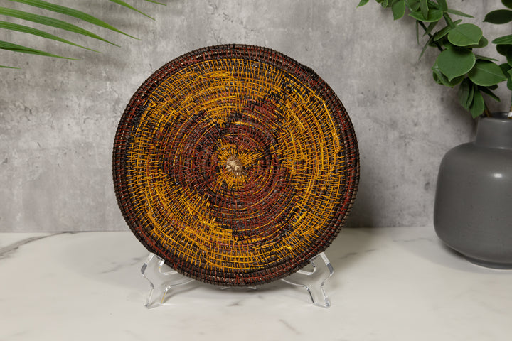 Red and Black Floral Flower Basket Plate