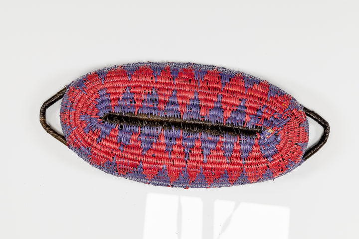 Red and Purple Basket Plate with Handles