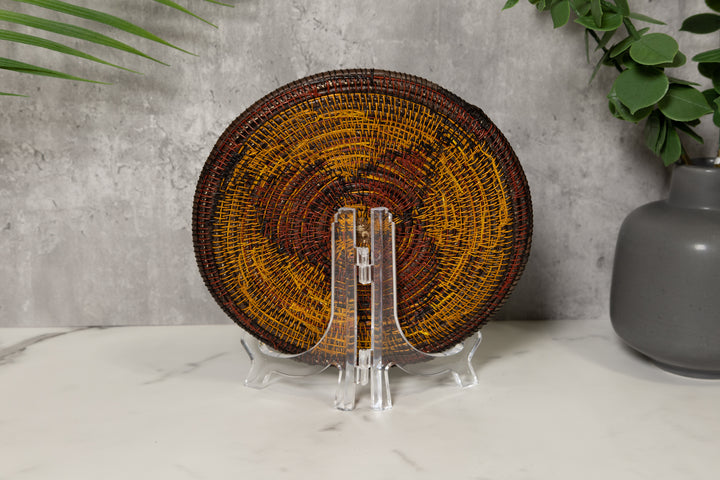 Red and Black Floral Flower Basket Plate