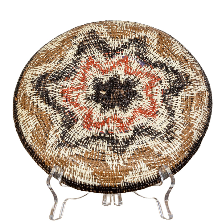 Black Red And Brown Star Burst Basket Plate