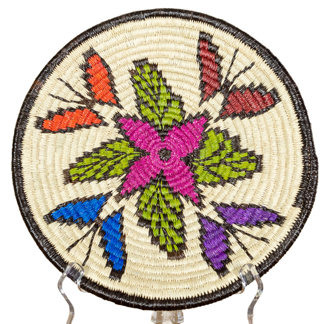 Rainbow of Colors Butterfly Flower Basket Plate