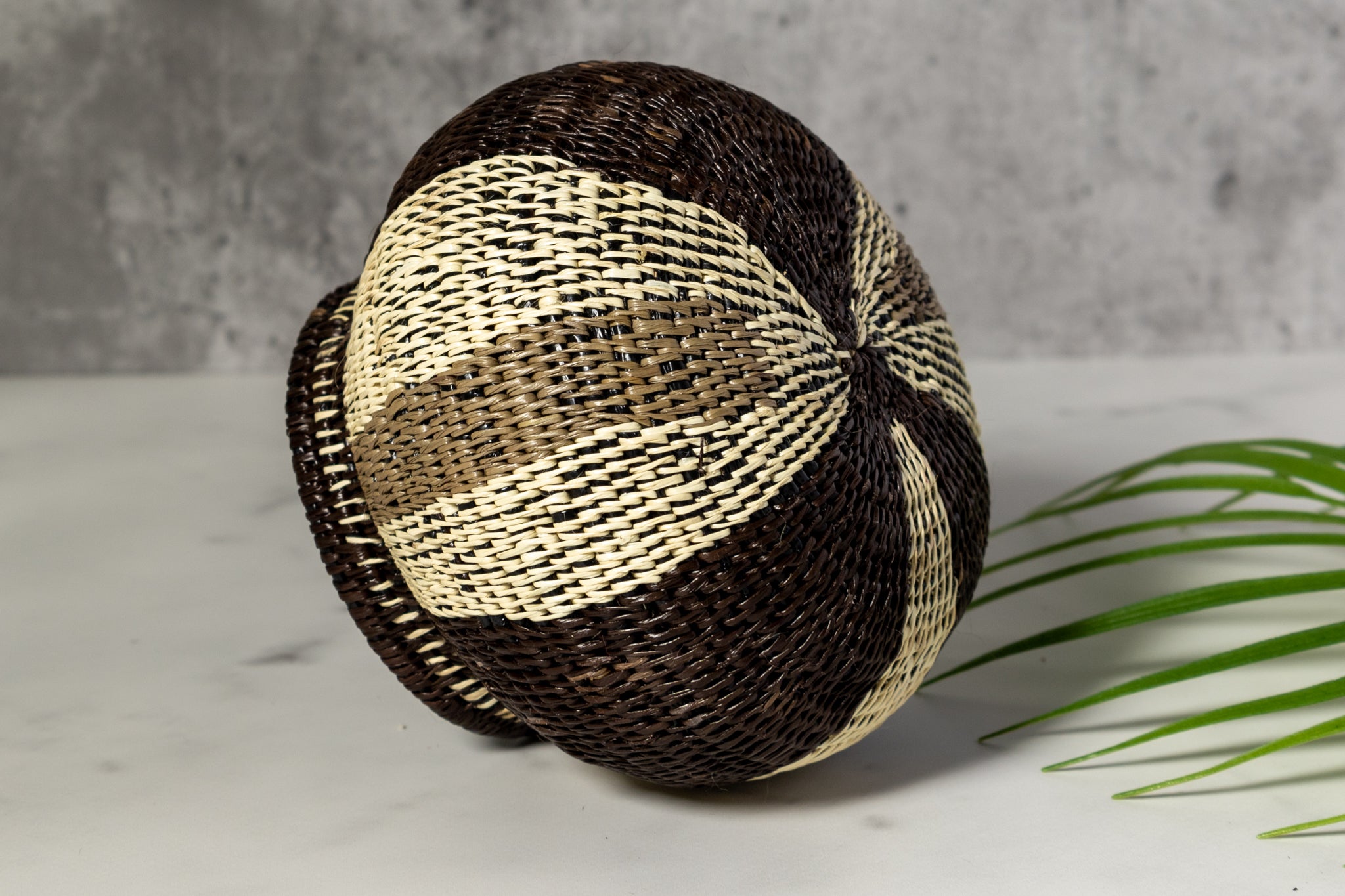 Black White And Green Woven Basket