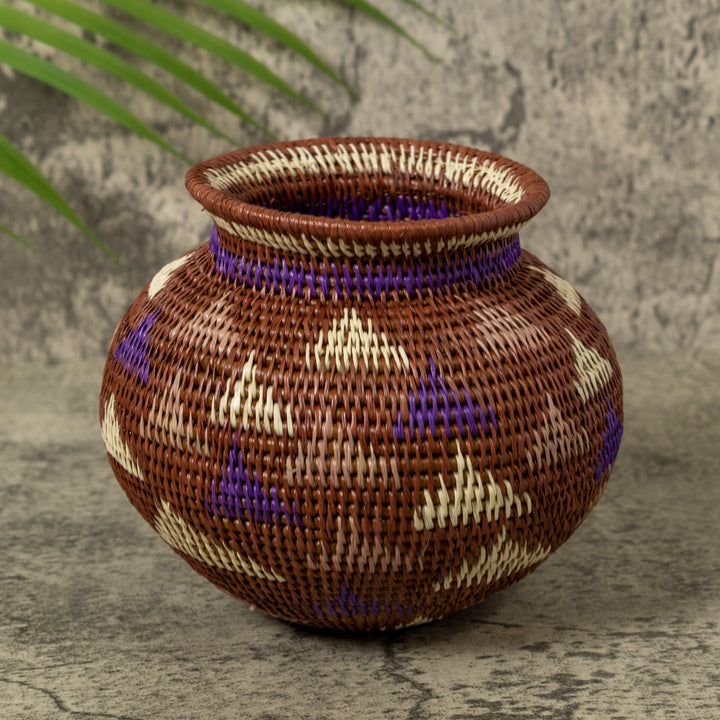 Purple Brown And White Diamond Design Jungle Rainforest Basket