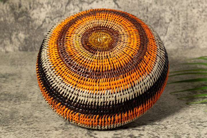 Orange Forest Fantasy Woven Basket With Top
