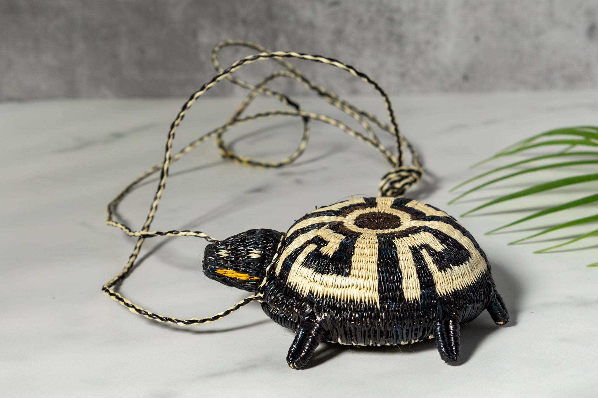 Black And White Turtle Purse Woven Basket