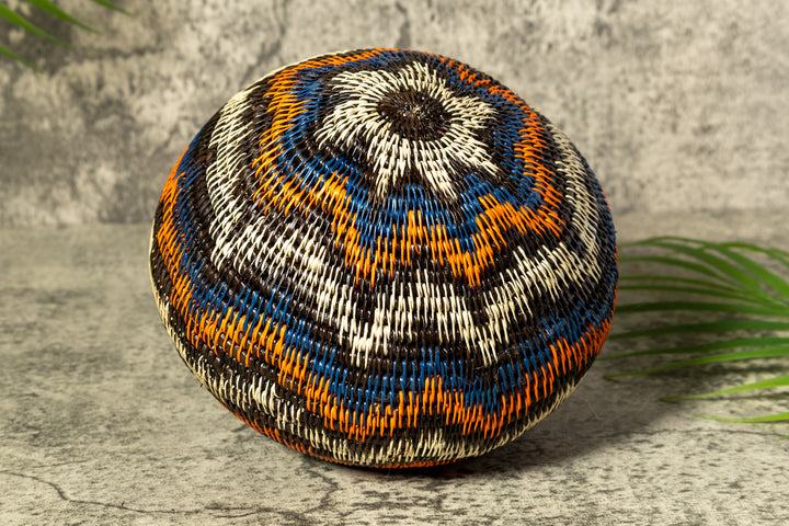 Orange Forest Fusion Woven Basket With Top