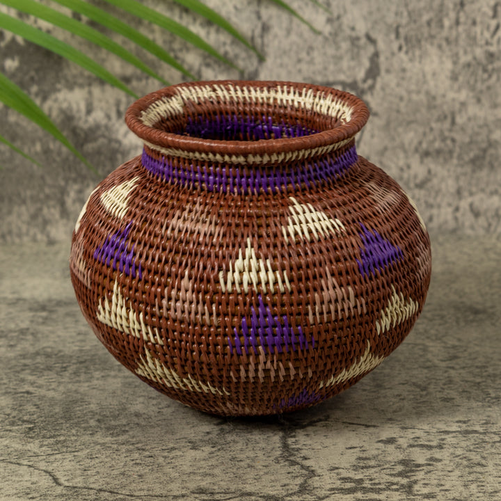 Purple Brown And White Diamond Design Jungle Rainforest Basket