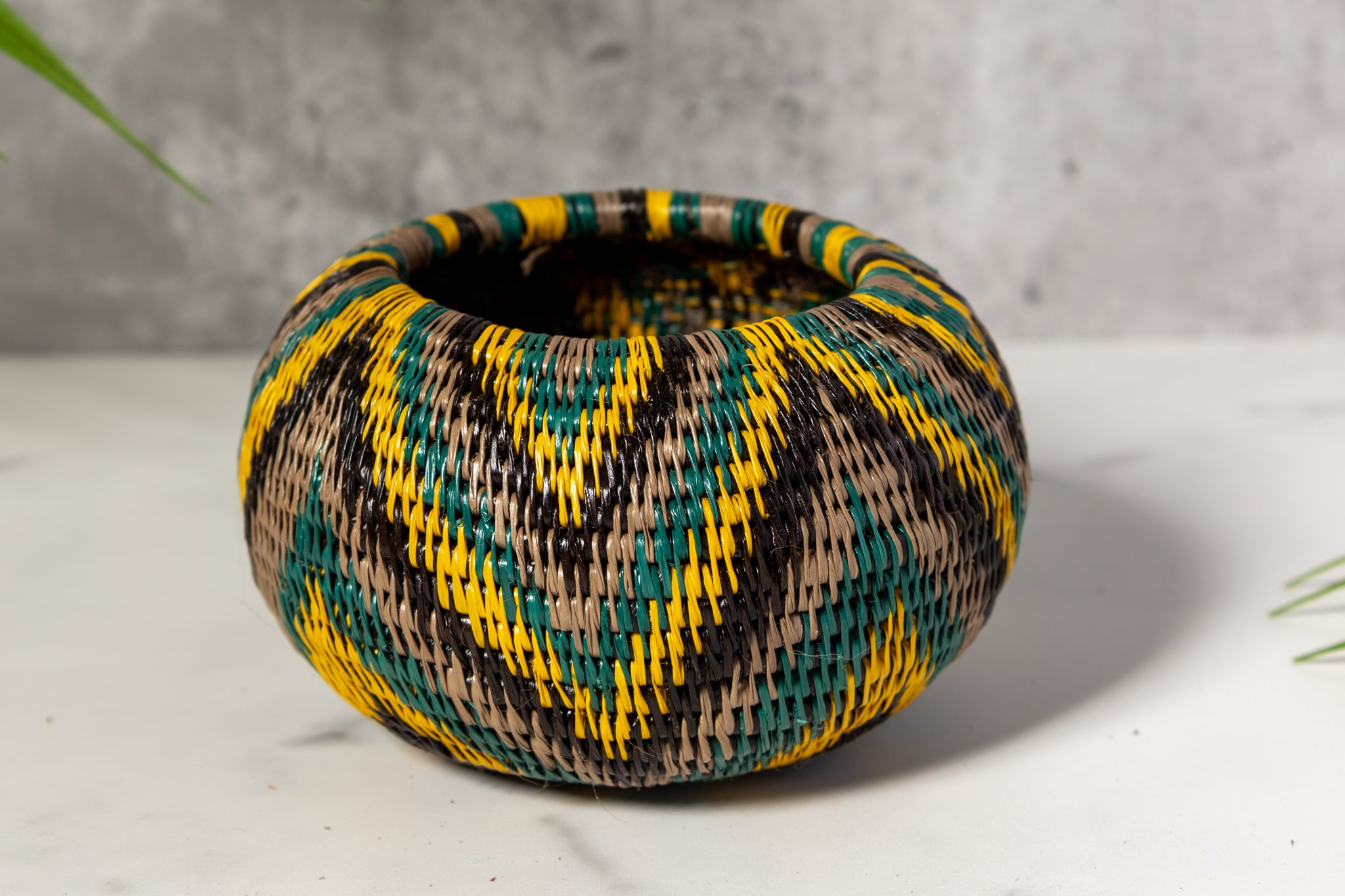 Tropical Harmony Woven Basket With Top