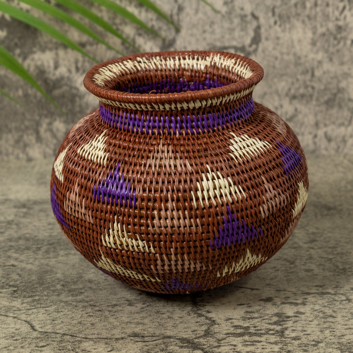 Purple Brown And White Diamond Design Jungle Rainforest Basket