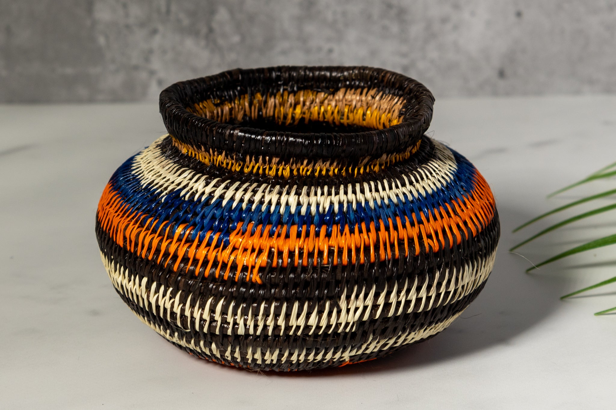 Orange Blue And Purple Woven Basket