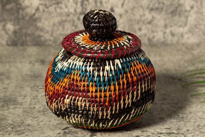 Orange Green Rainforest Serenity Woven Basket With Top
