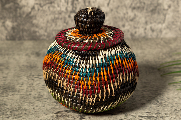 Orange Green Rainforest Serenity Woven Basket With Top