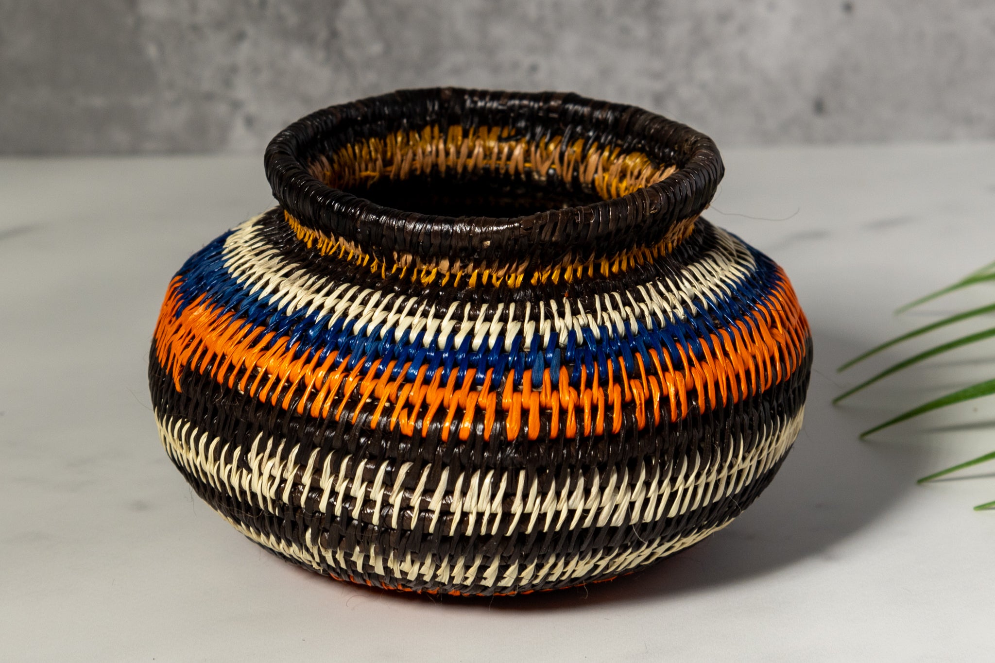 Orange Blue And Purple Woven Basket