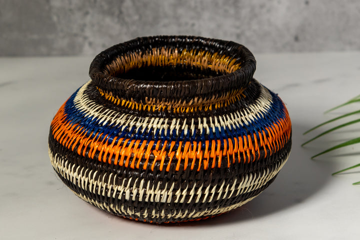 Orange Blue And Purple Woven Basket