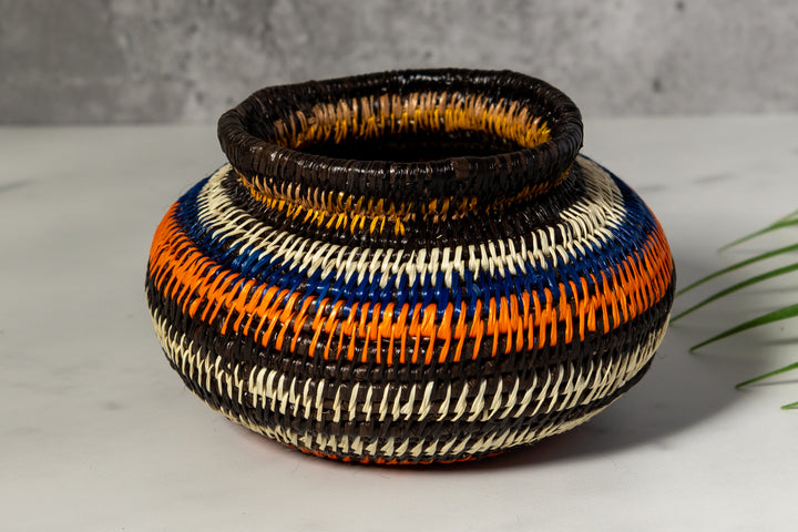 Orange Blue And Purple Woven Basket