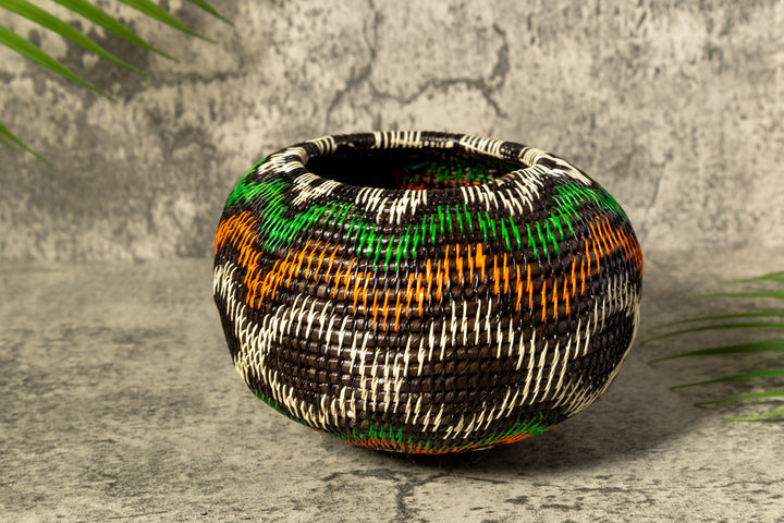 Coral Star Waves Woven Basket With Top