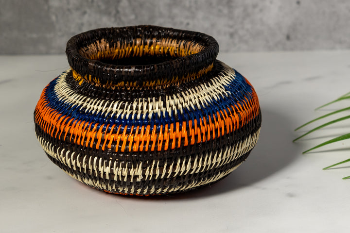 Orange Blue And Purple Woven Basket