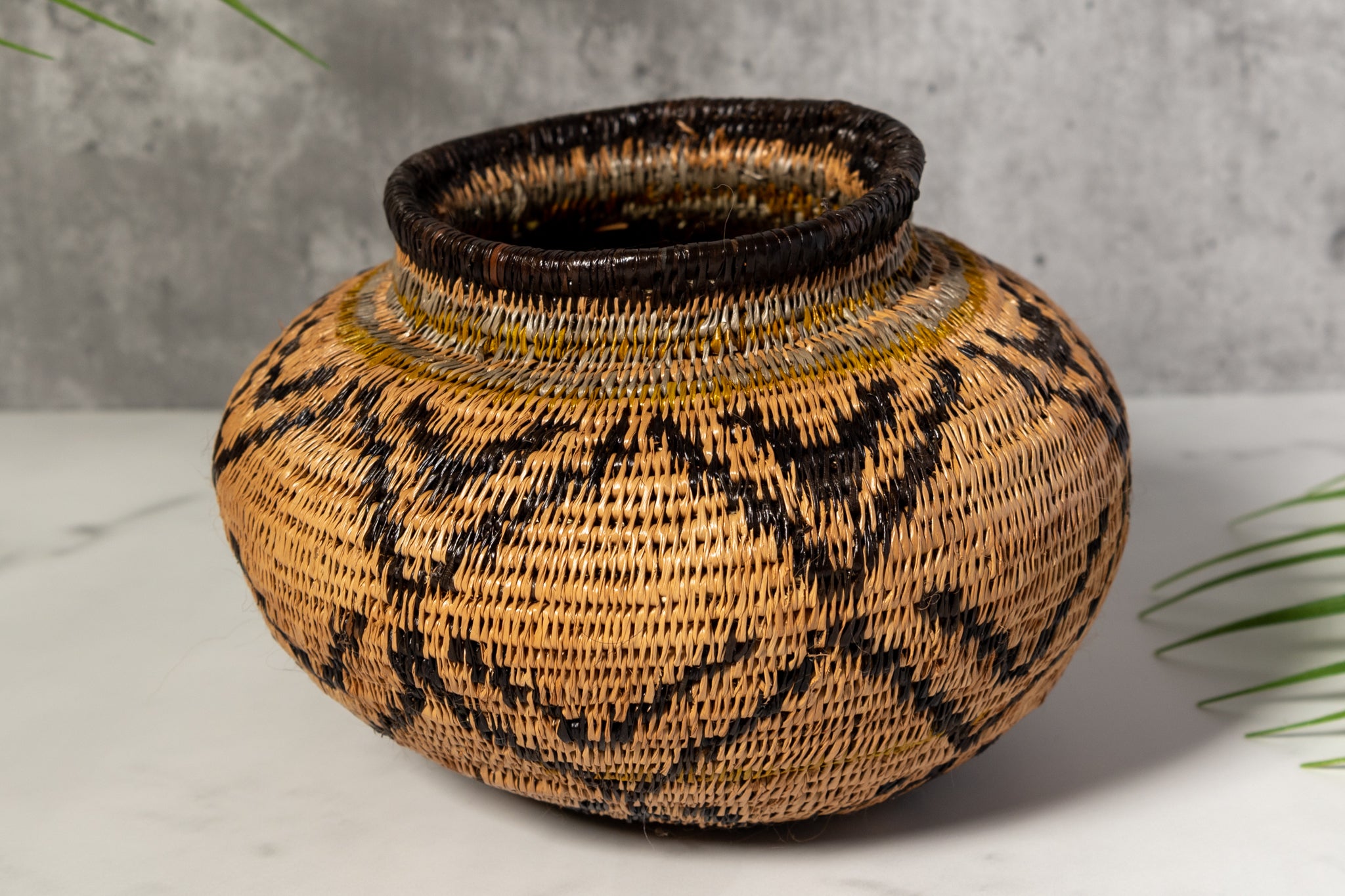 Brown And Black Southwest Design Woven Basket