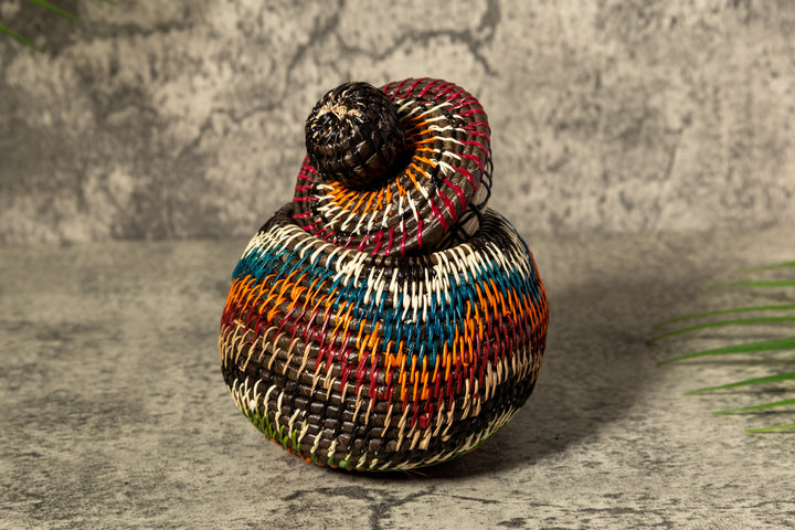 Orange Green Rainforest Serenity Woven Basket With Top
