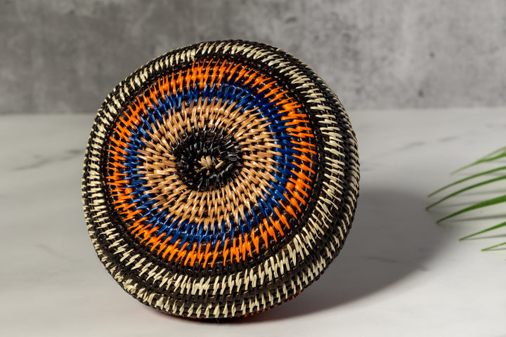 Orange Blue And Purple Woven Basket