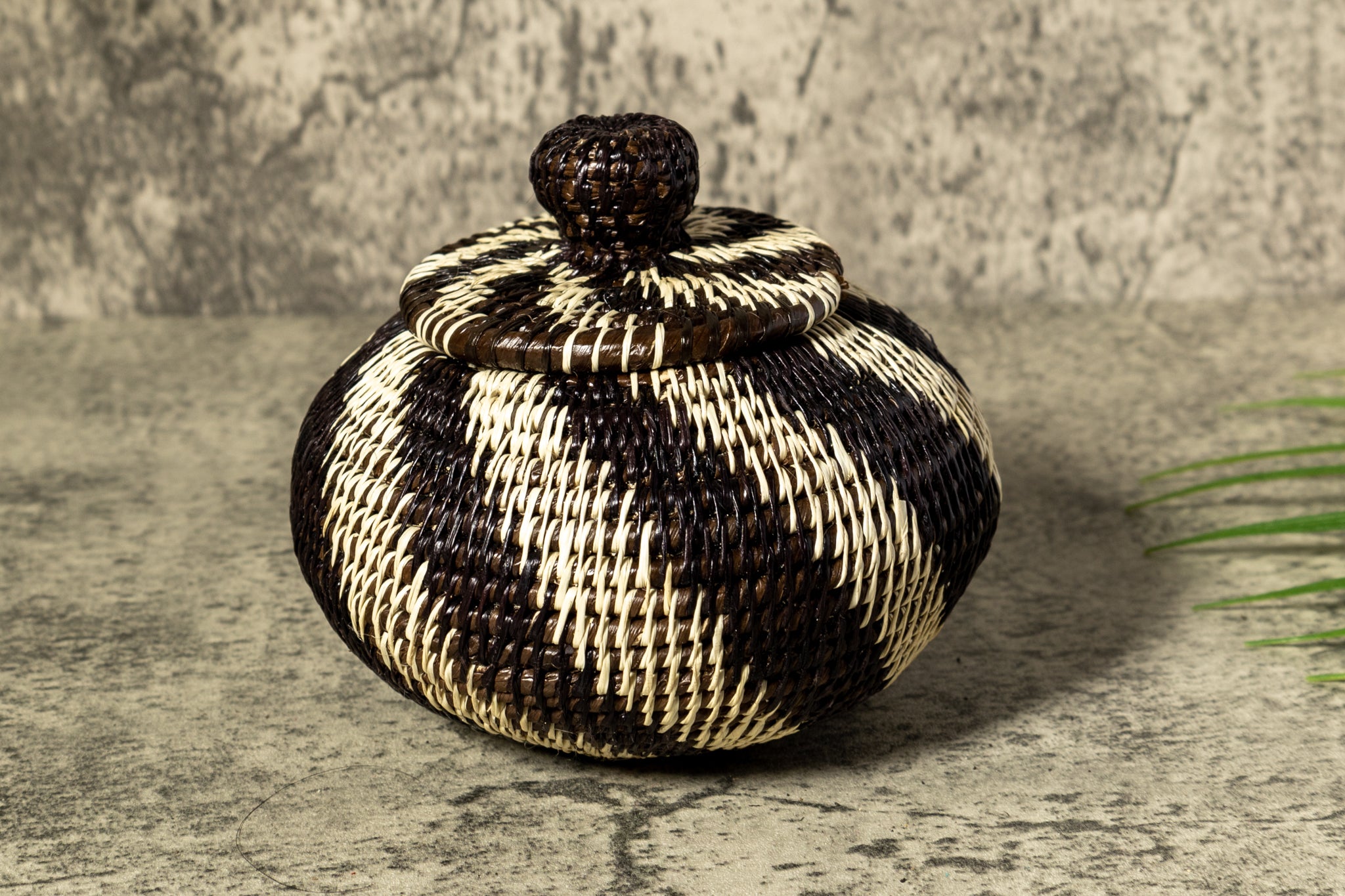 Amazonian Odyssey Swirl Woven Basket With Top