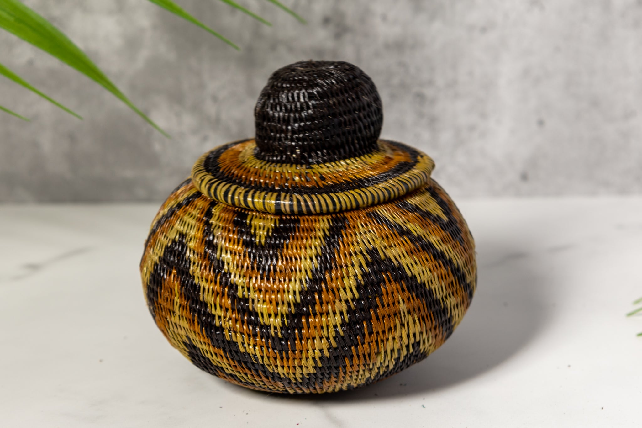 Brown Forest Chimes Woven Basket With Top