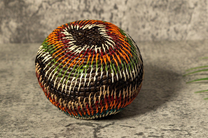 Orange Green Rainforest Serenity Woven Basket With Top