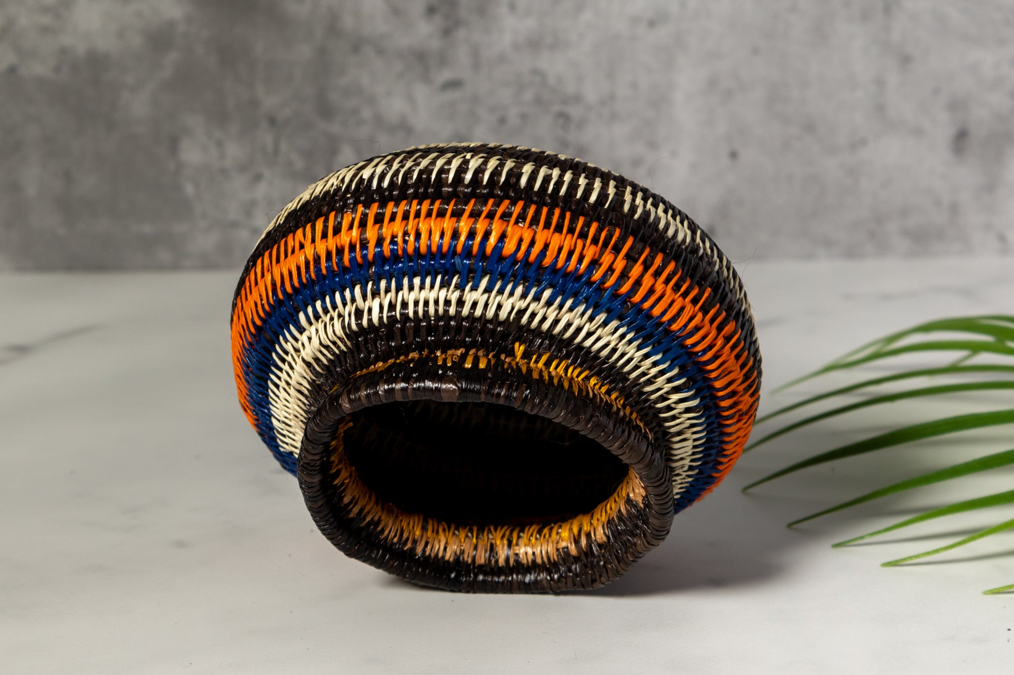 Orange Blue And Purple Woven Basket