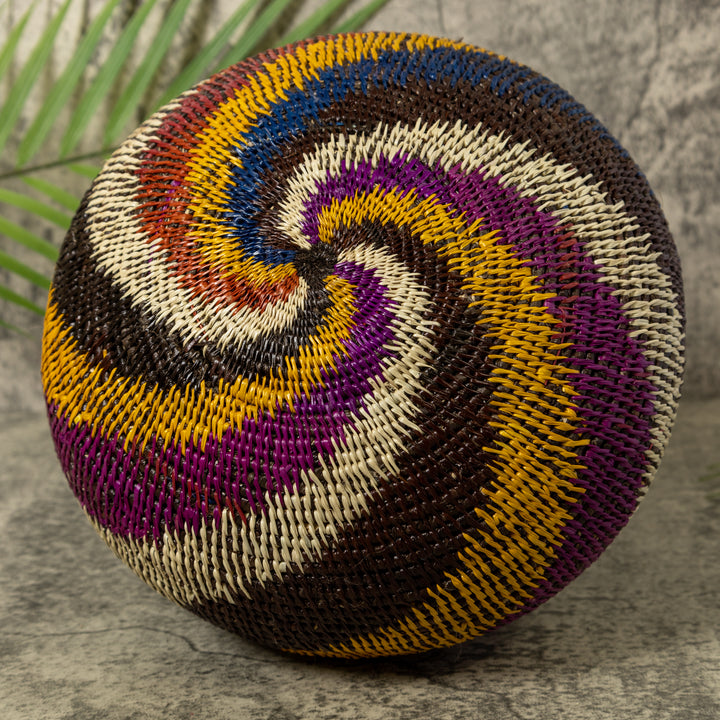 Maroon Yellow Black And White Swirl Rainforest Basket