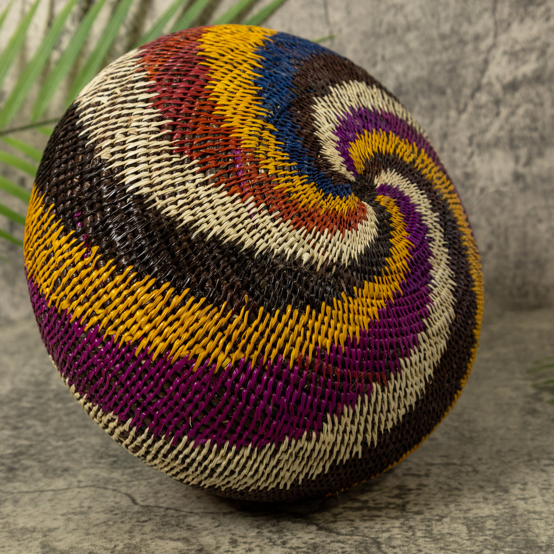 Maroon Yellow Black And White Swirl Rainforest Basket