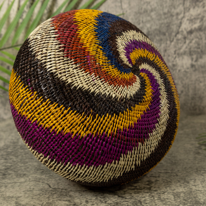Maroon Yellow Black And White Swirl Rainforest Basket