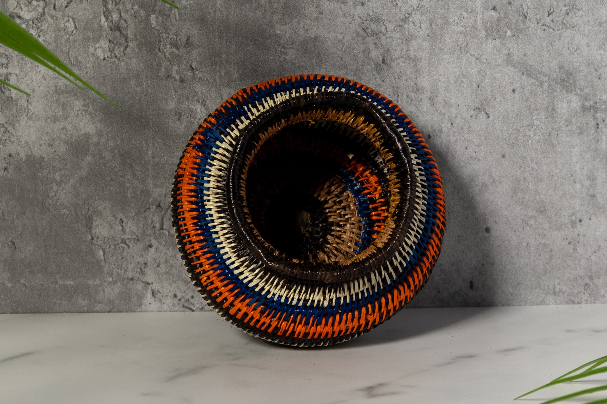 Orange Blue And Purple Woven Basket