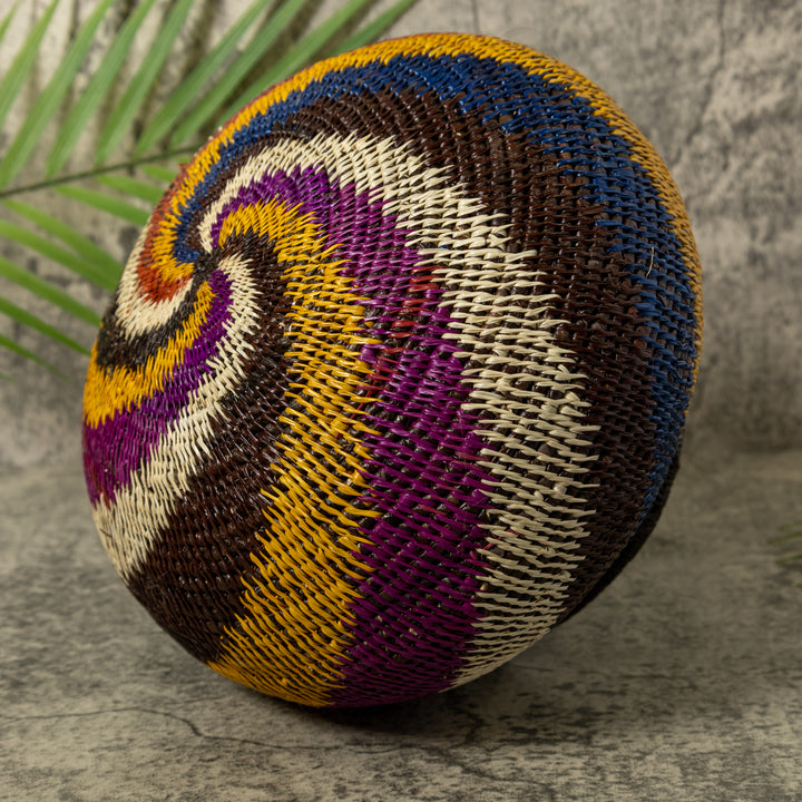Maroon Yellow Black And White Swirl Rainforest Basket
