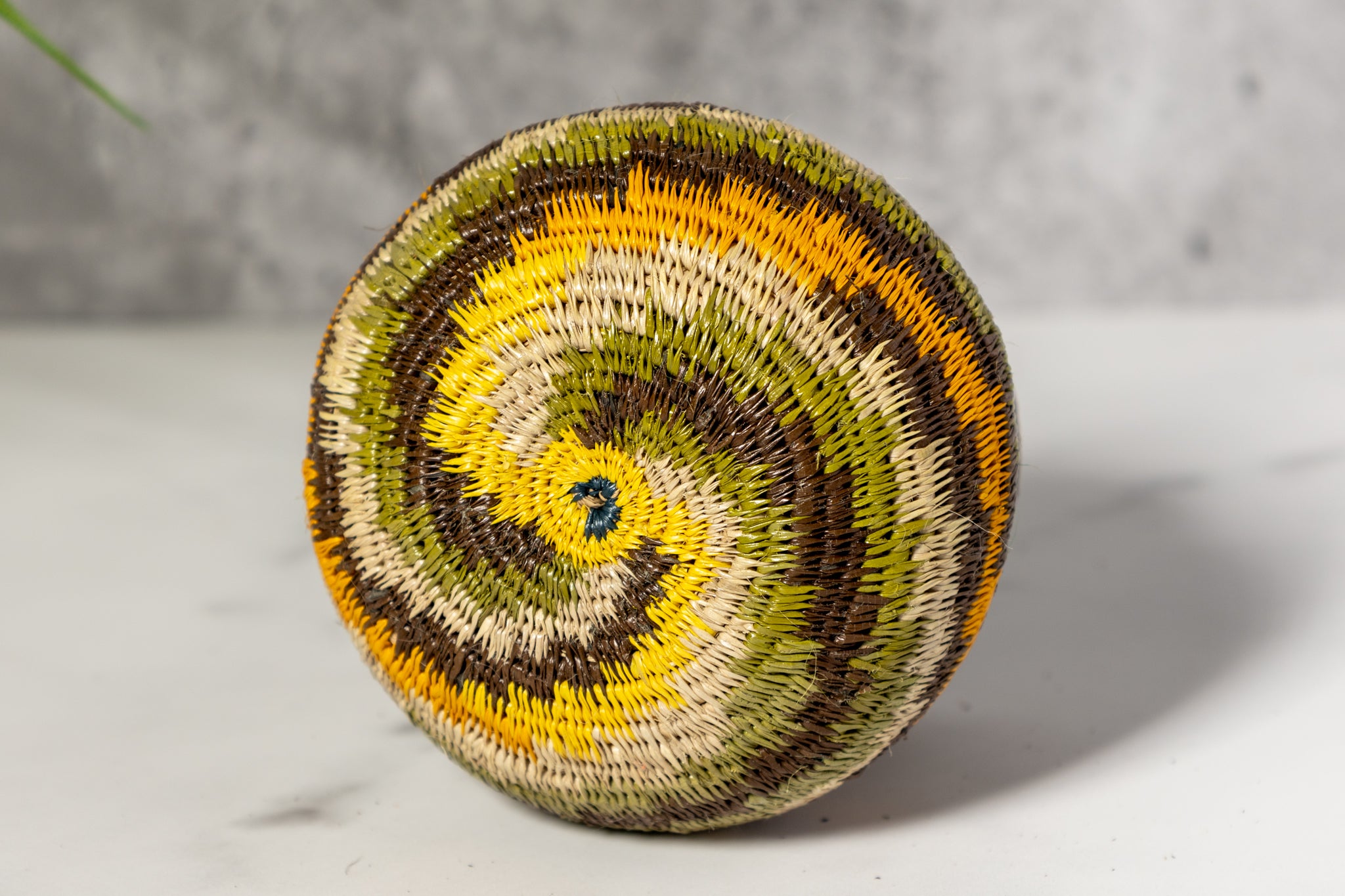 Small Gold White Green And Black Woven Rainforest Basket