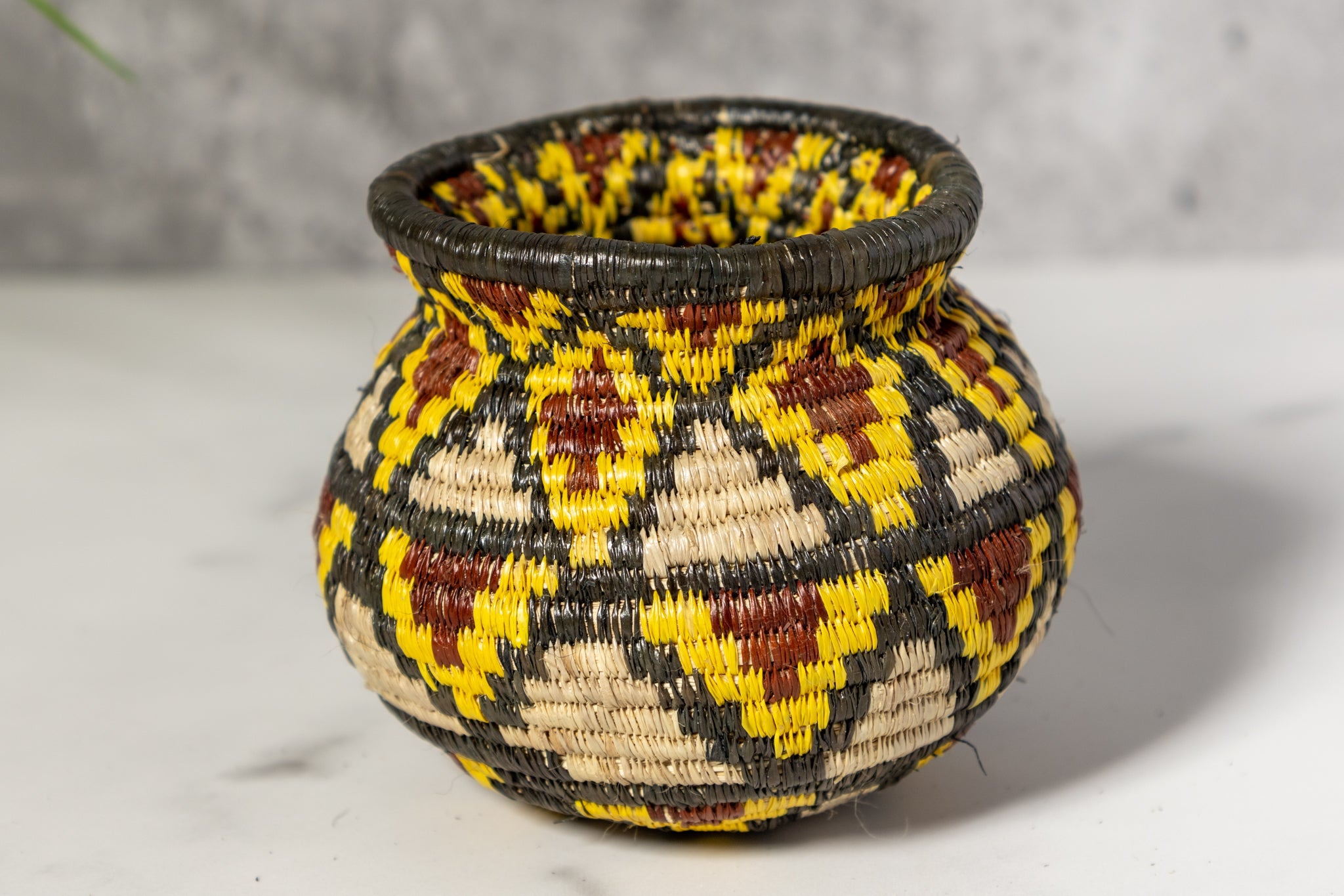Small Red Black And Gray Diamond Woven Rainforest Basket