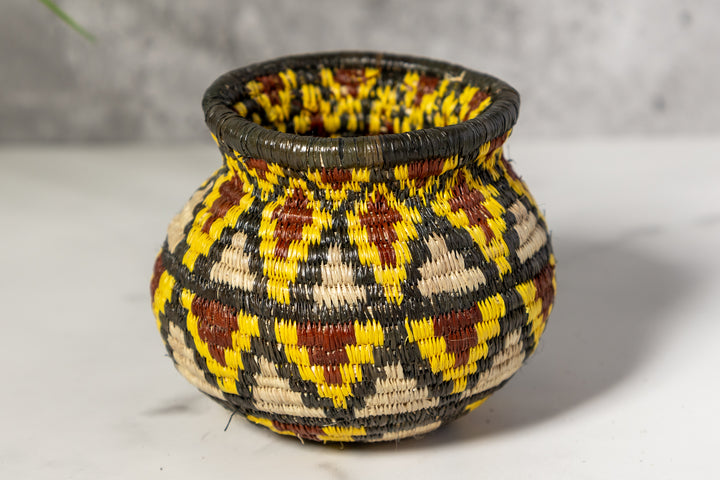 Small Red Black And Gray Diamond Woven Rainforest Basket