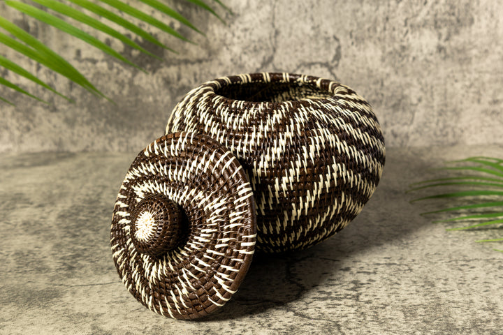 Gentle Waves Woven Basket With Top